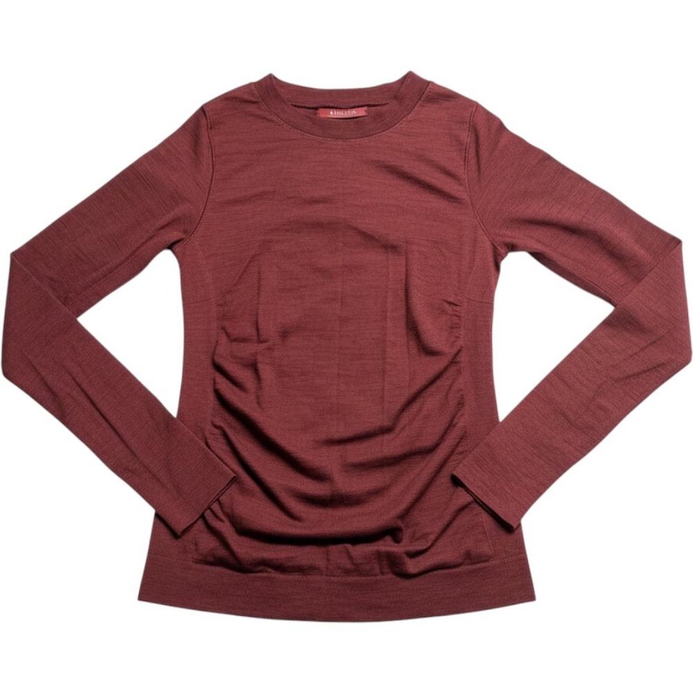 Athleta Burgundy Wool Blend Seamless Long Sleeve Top Thumbholes Small Baselayer